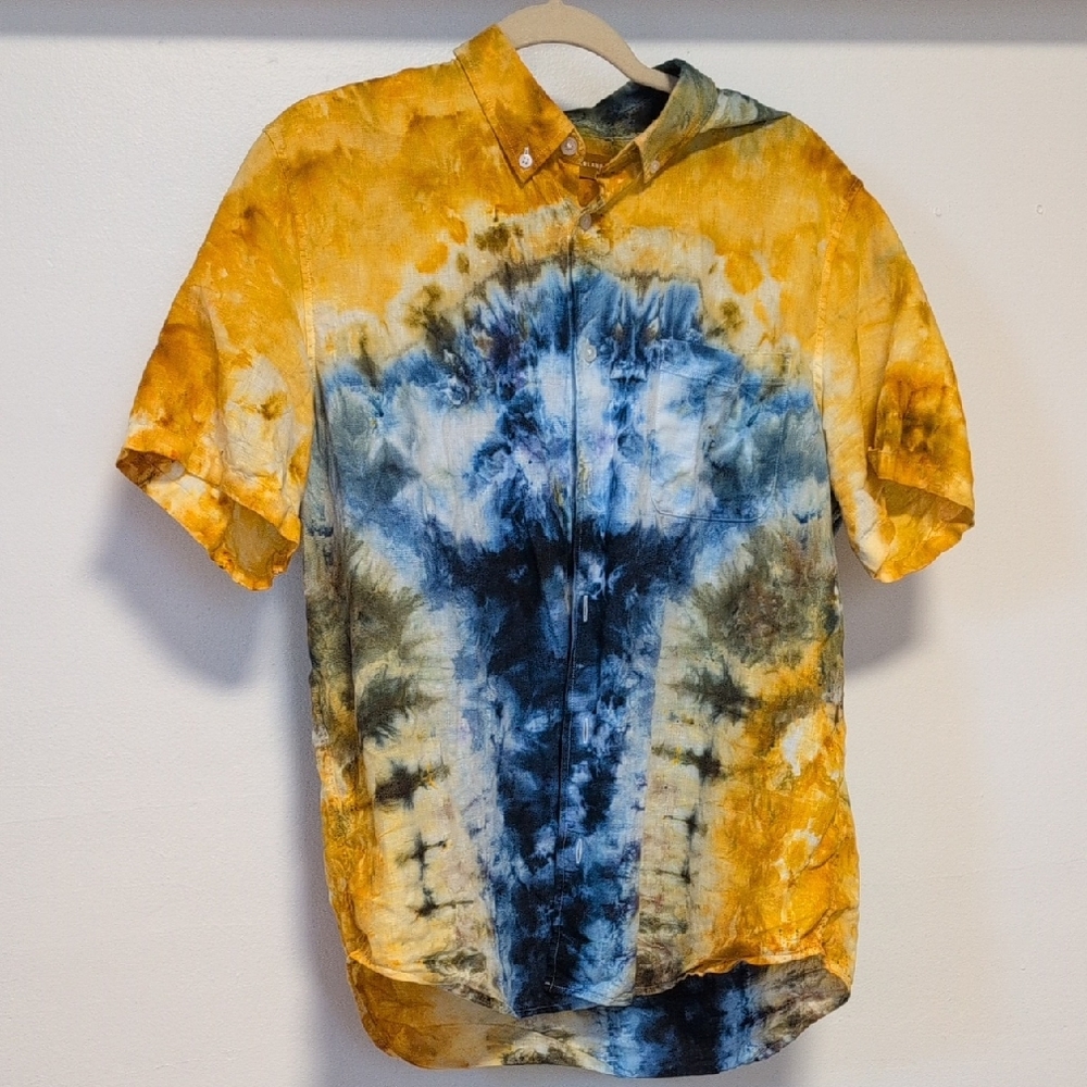 Everlane Linen Multicolor Ice Dye Shirt Mens L